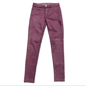 American Eagle Women's size 2 Maroon Extreme Legging Super Stretch Pants AEO